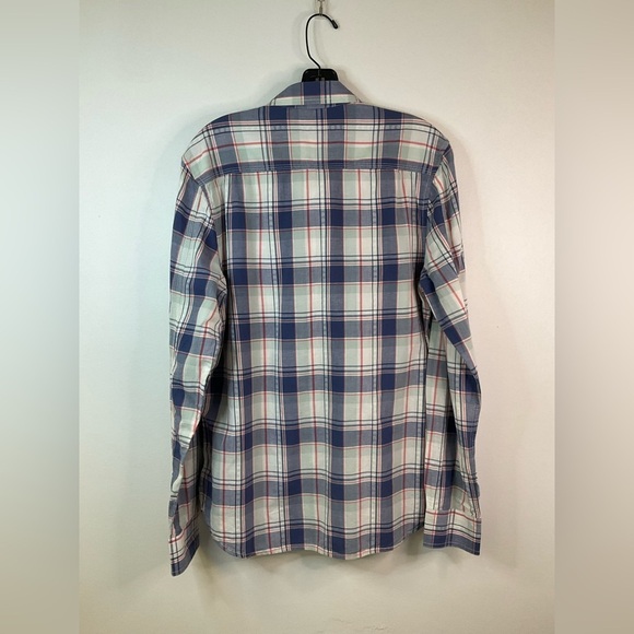 LUCKY BRAND Men’s Blue Green Plaid Long Sleeve Shirt Western Pearl Snap, sz SM - Picture 3 of 7